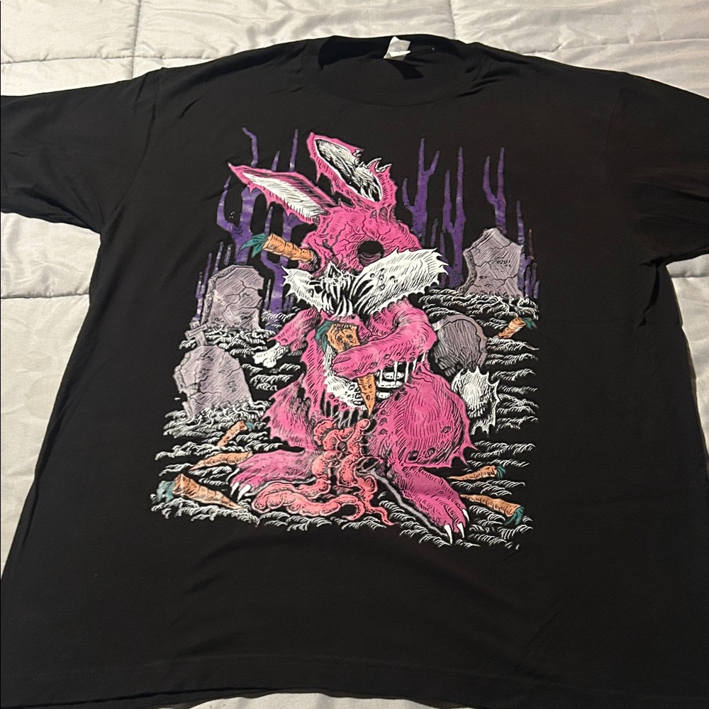 Vampire Freaks Black T-Shirt with Pink Rabbit Graphic